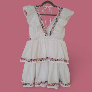 MAIN STRIP Embroidered Tiered Mini Dress Size M (2,4)